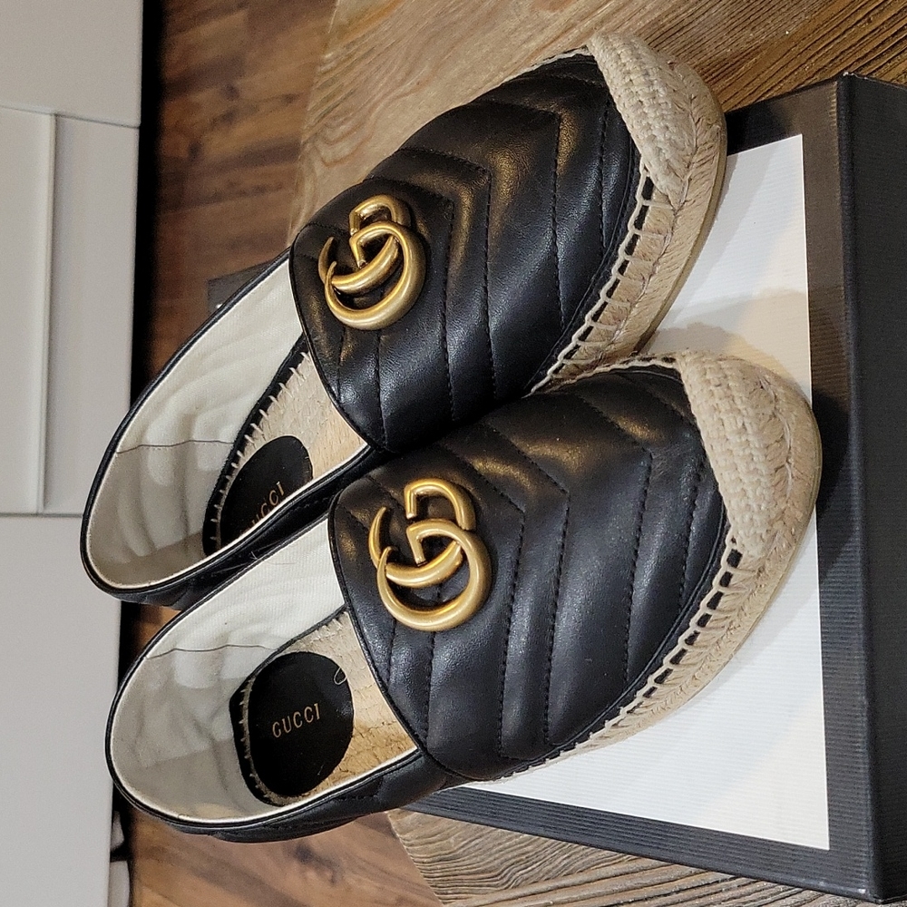 Gucci Black Espadrille Flats